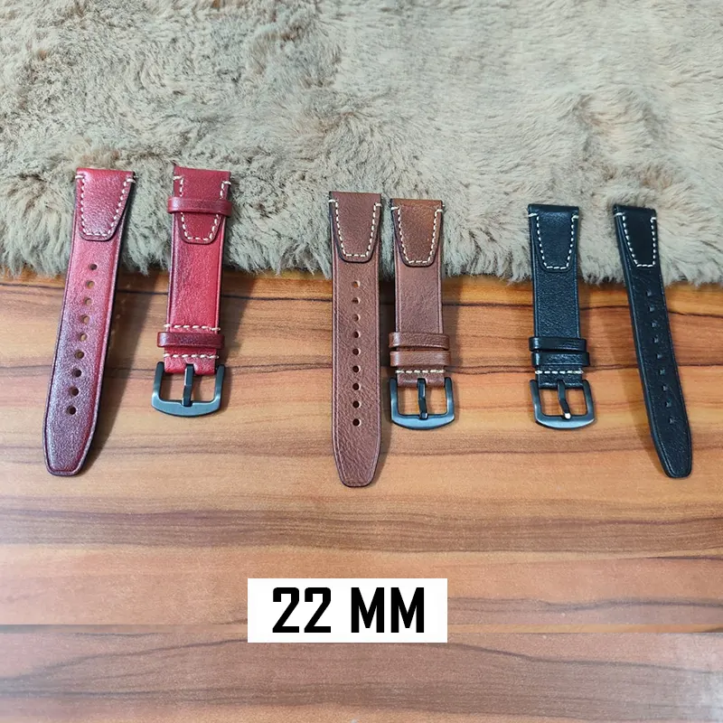 22mm Red Premium Quality Pure Leather Watch Strap